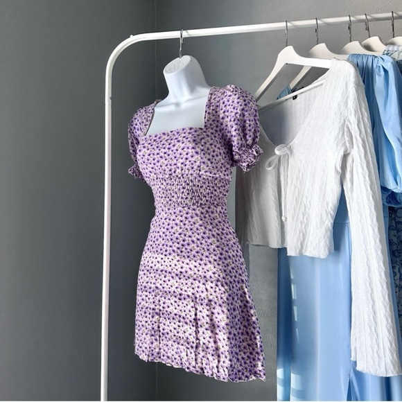 Mini Floral Square Neck Puff Sleeve Dress - Picture 8 of 10